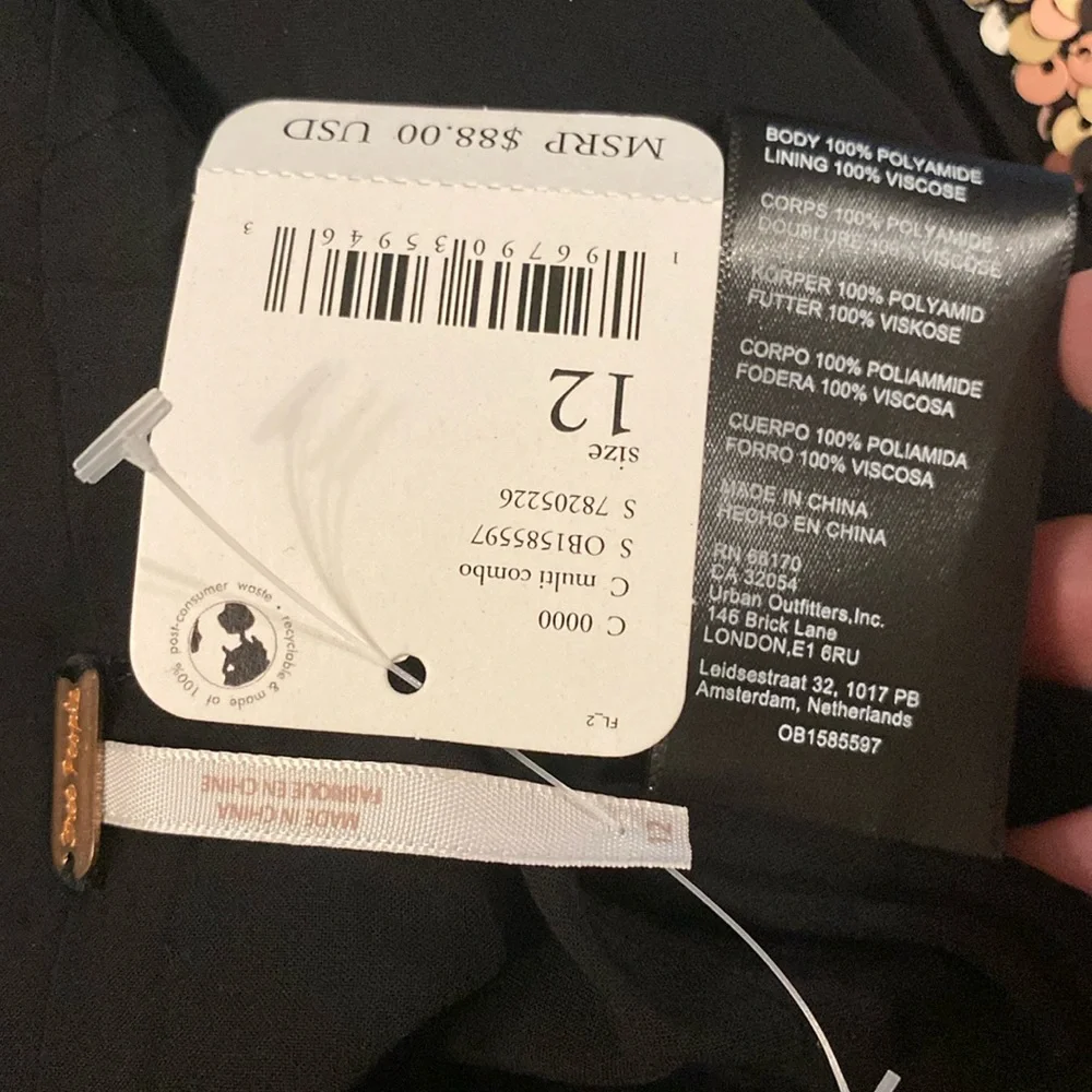 FREE PEOPLE - NWT - skirt: bronze lined sequined w front slit & rear zipper - 12 - Picture 6 of 16